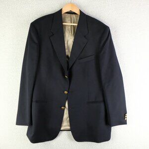 Vintage Blazer Mens 48R Black Gold Button 3 Roll 2 Wool Military Army Ventless